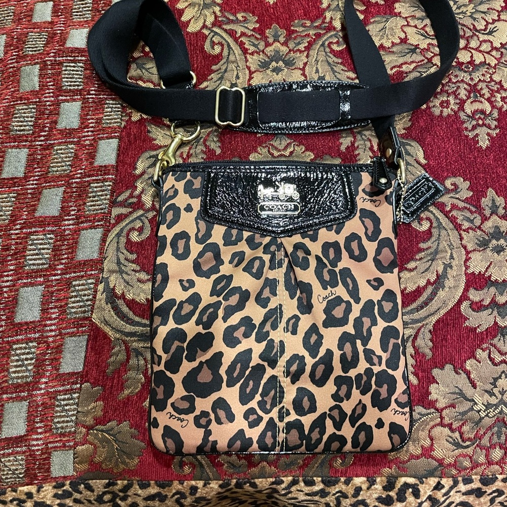 Coach leopard crossbody purse